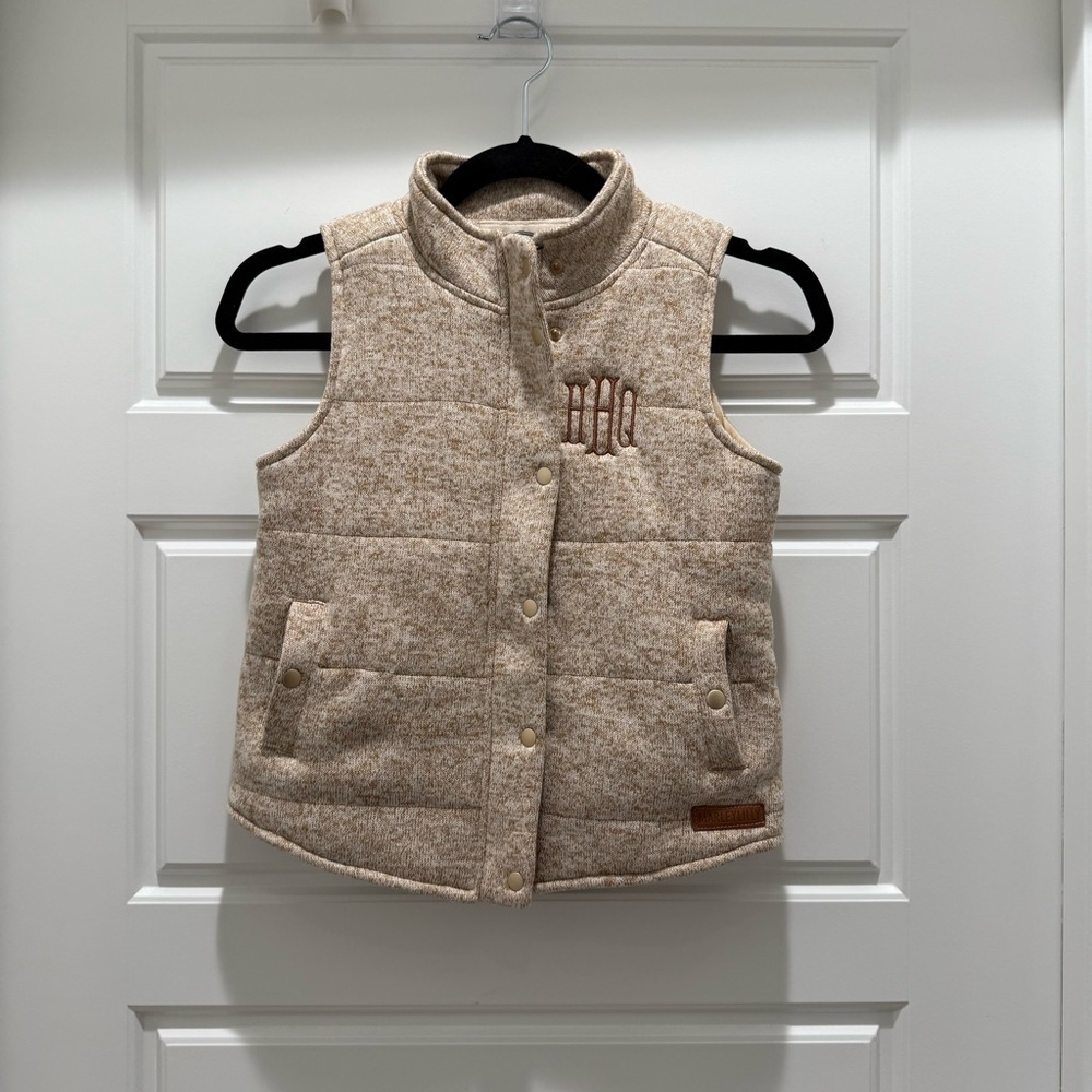 Marleylilly Monogrammed Heathered Quilted Vest HQH Youth Medium Zippered